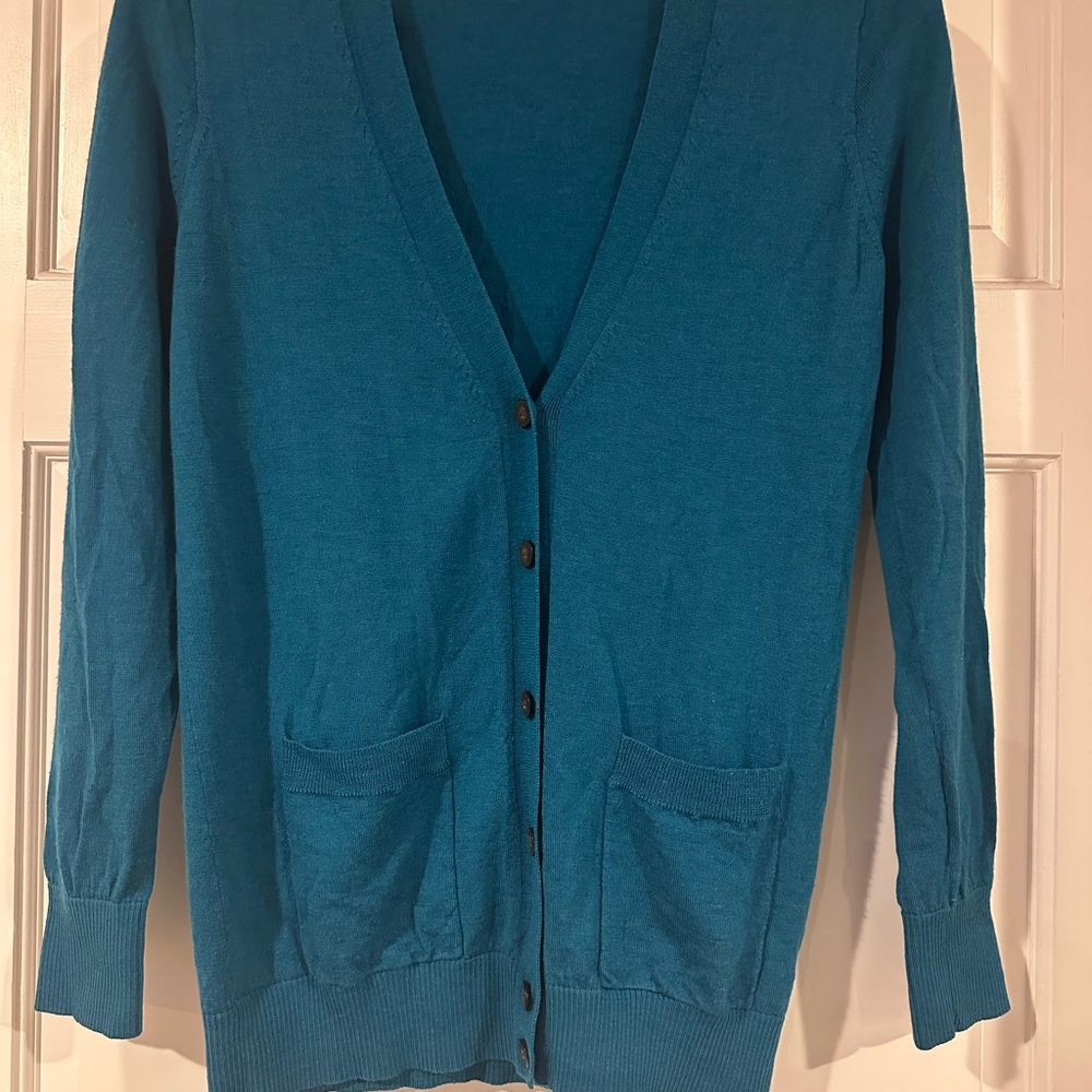 J. Crew Blue and Green Cardigan Sweater